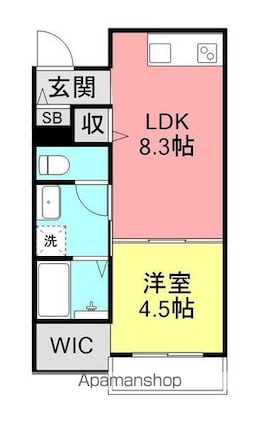 ラヴィ新八代[1LDK/34.36m2]の間取図