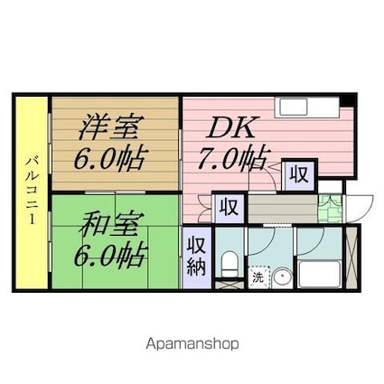 メゾン・ド・アイ弐番館[2DK/45.6m2]の間取図