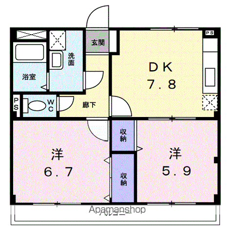 【和歌山市西庄のマンションの間取り】