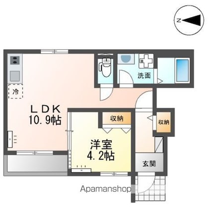 メゾン・クワトロ[1LDK/37.07m2]の間取図