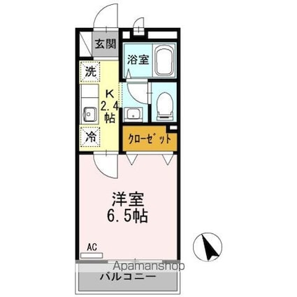 プレアディス２０００[1K/23.37m2]の間取図