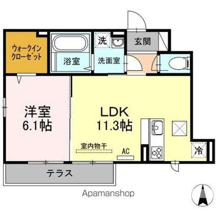 アゼリア上鷺　Ａ[1LDK/42.86m2]の間取図