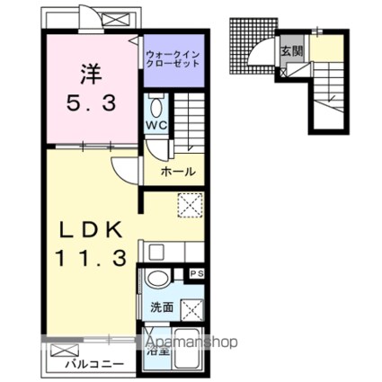 プラシードカーサⅩⅠ[1LDK/43.47m2]の間取図