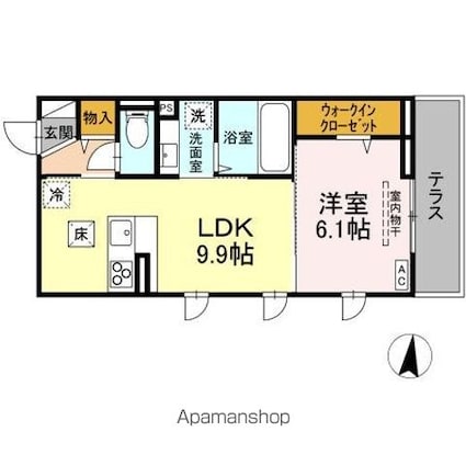 ハイグレース相生[1LDK/39.87m2]の間取図
