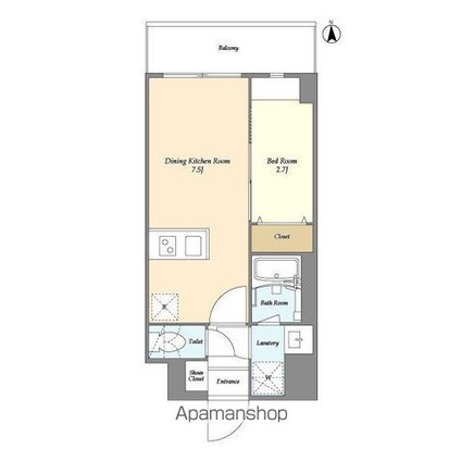 グランカーサ尾久[1DK/25.55m2]の間取図