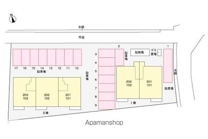 ヴィラージュⅠ[2LDK/56.8m2]の配置図