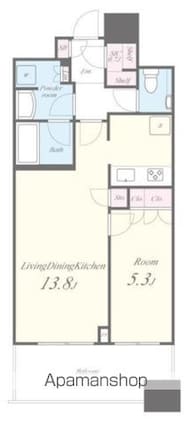 パークタワー勝どきサウス[1LDK/46.14m2]の間取図