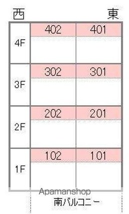 ベルナティオ[1K/25.91m2]の配置図