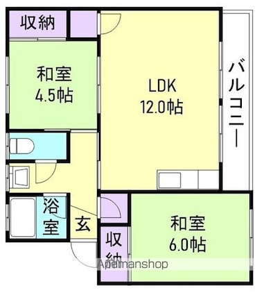 西岡マンション[2LDK/56m2]の間取図