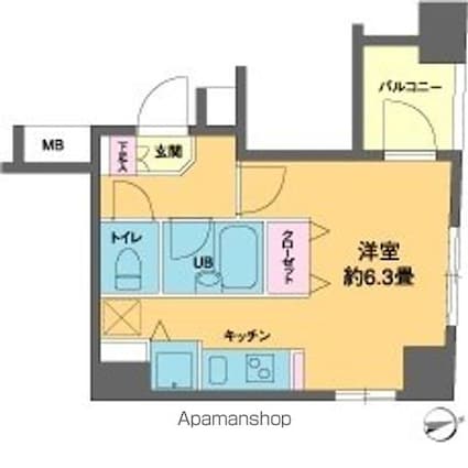 カスタリア新富町Ⅲ[1R/22.26m2]の間取図
