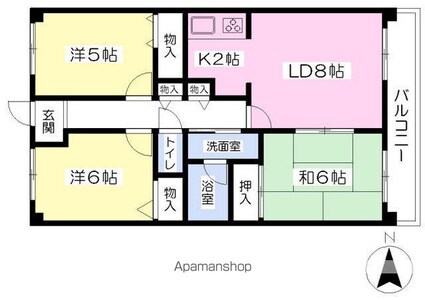 クリーンハイツ越智Ⅱ[3LDK/63m2]の間取図