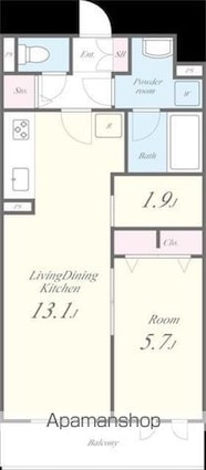 二番館[1LDK/47.32m2]の間取図