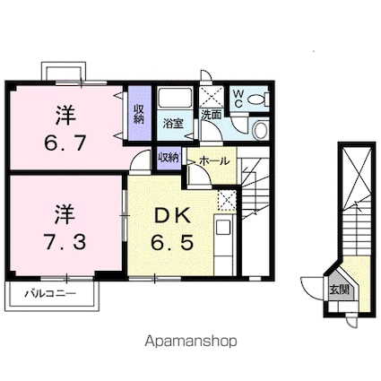 メディオⅡ[2DK/52.93m2]の間取図
