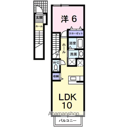 山梨県中央市西花輪[1LDK/41.98m2]の間取図