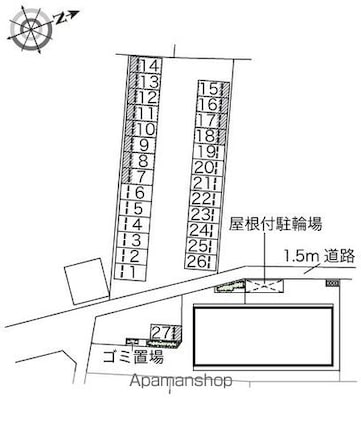 レオネクストサンハイツＤ[1K/25.06m2]の配置図