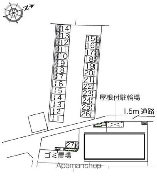 レオネクストサンハイツＤ[1K/25.06m2]の配置図