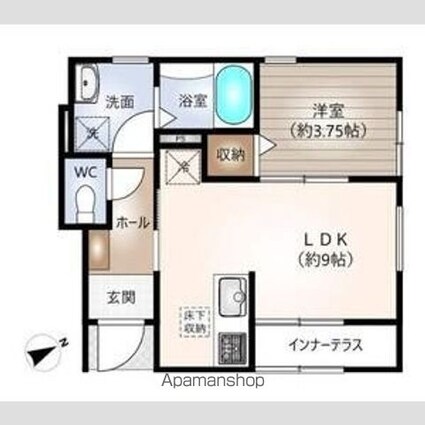 リーブルファイン一宮市乾町　２号棟[1LDK/35.04m2]の間取図