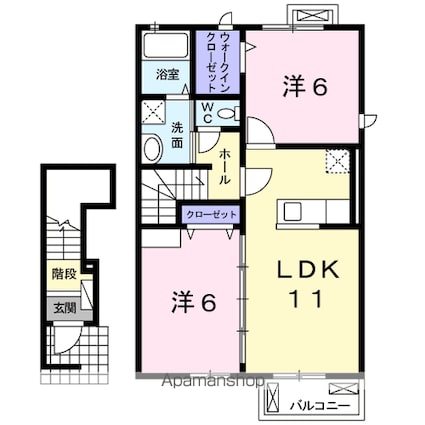 茨城県神栖市柳川[2LDK/58.47m2]の間取図