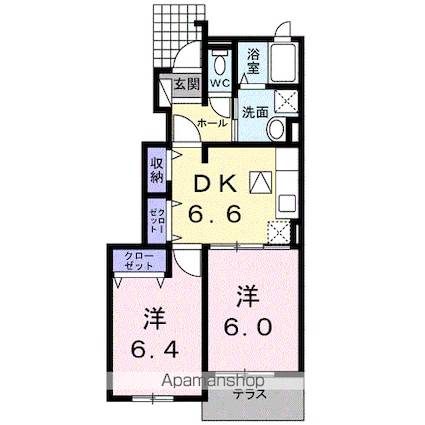 熊本県八代市島田町[2DK/46.24m2]の間取図