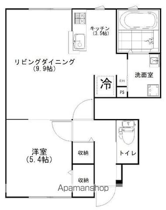 ハイツＳ[1LDK/45.13m2]の間取図