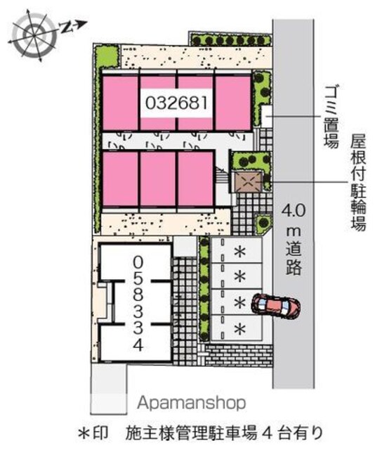 レオパレスジュネス[1K/19.87m2]の配置図