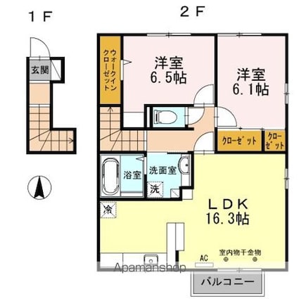 Ｃｉｅｌ　Ｆｕｊｉｓａｋｉ（シエル　フジサキ）[2LDK/69.11m2]の間取図