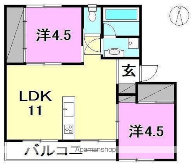 ブリューメ・ハイム弐番館[2LDK/47m2]の間取図