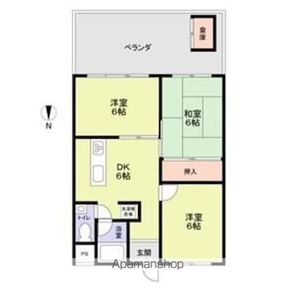 仁平フラッツ[3DK/49.58m2]の間取図