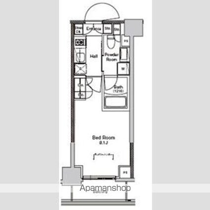 プラウドフラット門前仲町Ⅴ[1K/25.16m2]の間取図