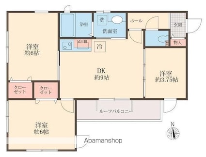 シェモア哲学堂[3DK/53.41m2]の間取図