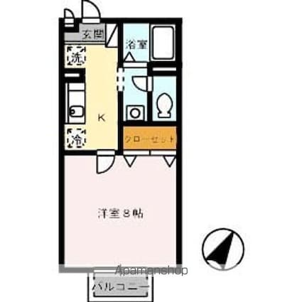 アレイ御用所　Ｂ棟[1K/26.72m2]の間取図
