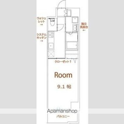 パラシオン車道西館[1K/31m2]の間取図