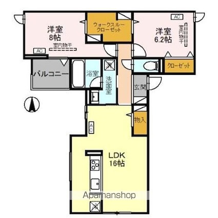 ＤーＧＬＡＮＺ　ＷＥＳＴ[2LDK/71.3m2]の間取図