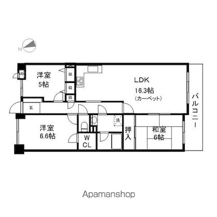 シャルマンコーポ草津野村[2LDK/77.26m2]の間取図
