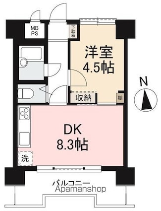 香川県高松市築地町[1DK/30.72m2]の間取図