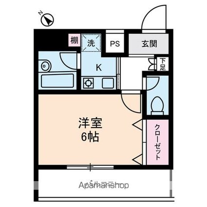 アセンズシティ３[1K/22.41m2]の間取図