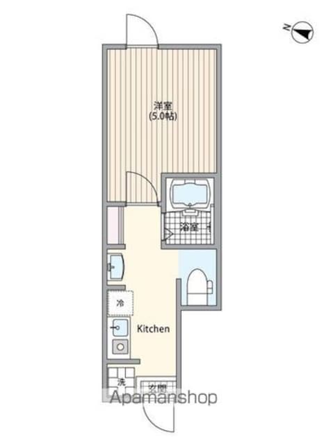 マーレ弦巻[1K/18.44m2]の間取図