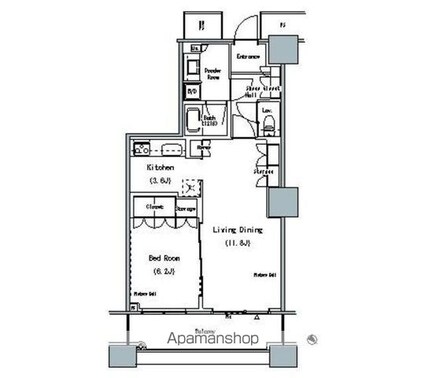 ＴＨＥ　ＴＯＫＹＯ　ＴＯＷＥＲＳ　ＭＩＤＴＯＷＥＲ[1LDK/53.81m2]の間取図