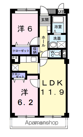 【フォンテーヌ・パレスＡの間取り】