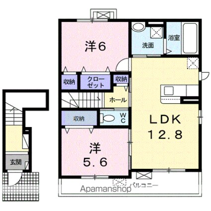 メゾンドＴＯＫＩＷＡ[2LDK/61.57m2]の間取図
