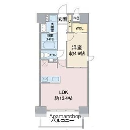 スリーアイランドタワー名駅北[1LDK/44.65m2]の間取図