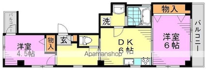 ホワイトキューブ[2DK/41.54m2]の間取図