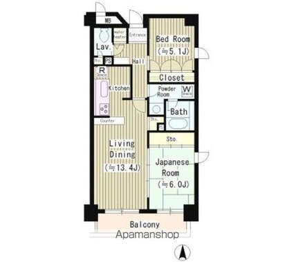 アミ浜田山[2LDK/59.92m2]の間取図
