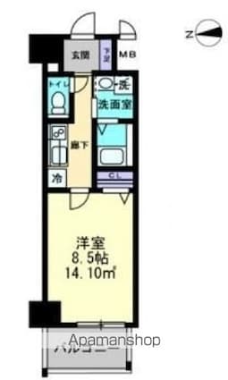 広島県広島市中区本川町１丁目[1K/29.21m2]の間取図