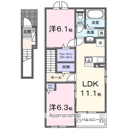 サンパティークⅢ[2LDK/58.57m2]の間取図