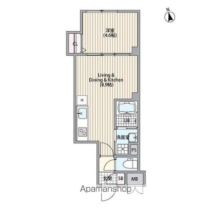 エルファーロ恵比寿[1LDK/30m2]の間取図