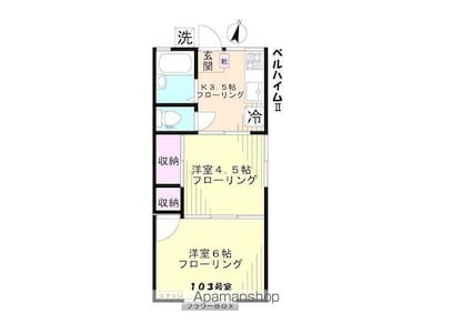 ベルハイムＩＩ[2K/29.81m2]の間取図
