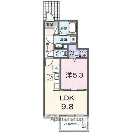 シャーロック[1LDK/37.97m2]の間取図