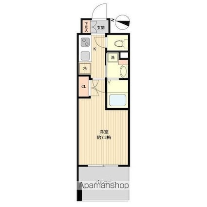 レジディア仙台上杉[1K/24.24m2]の間取図