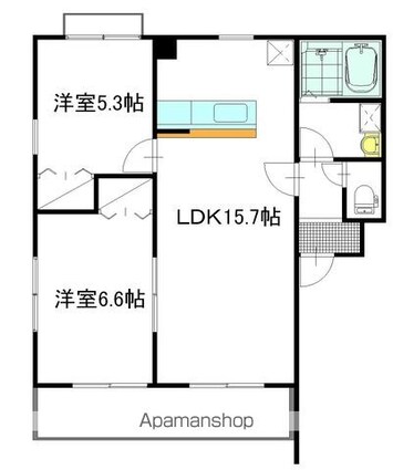 イーストンリバー[2LDK/58m2]の間取図